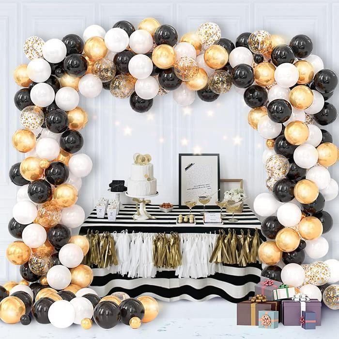 Kit d'arche de guirxiété de ballons en latex pour la décoration de la  maison, fête du Nouvel An, noir, or, bonne année, 2024 - AliExpress