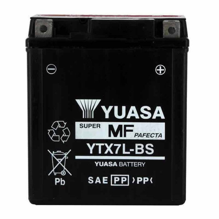 YUASA Batterie  YTX7L-BS sans entretien livr&eacute;e avec pack acide 