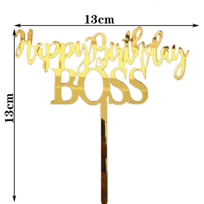 Boss Happy Birthday Decoration De Gateau En Acrylique Pour Adultes Fournitures Creatives Pour Fete D Anniversaire Cdiscount Maison