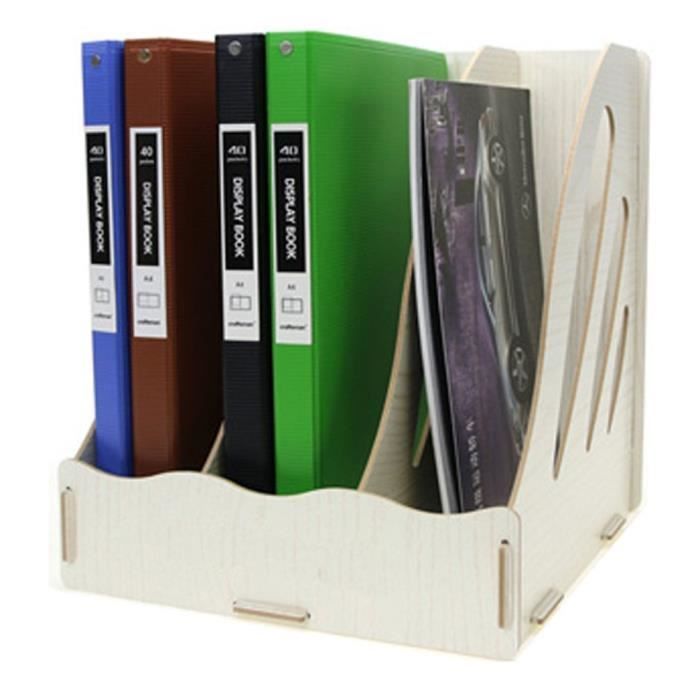 Porte Revues en Bois à Deux Compartiments, Organiseur de Bureau Détachable Étagère Livres Porte Revues en Bois à Deux Compartiments, Organiseur de Bureau Détachable Étagère Livres