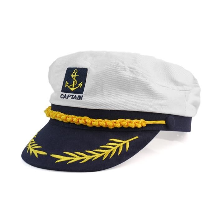Lot 2 Chapeaux Capitaine Bateau – Casquette Amiral Marin Réglable, Cosplay Yacht Fête Nautique