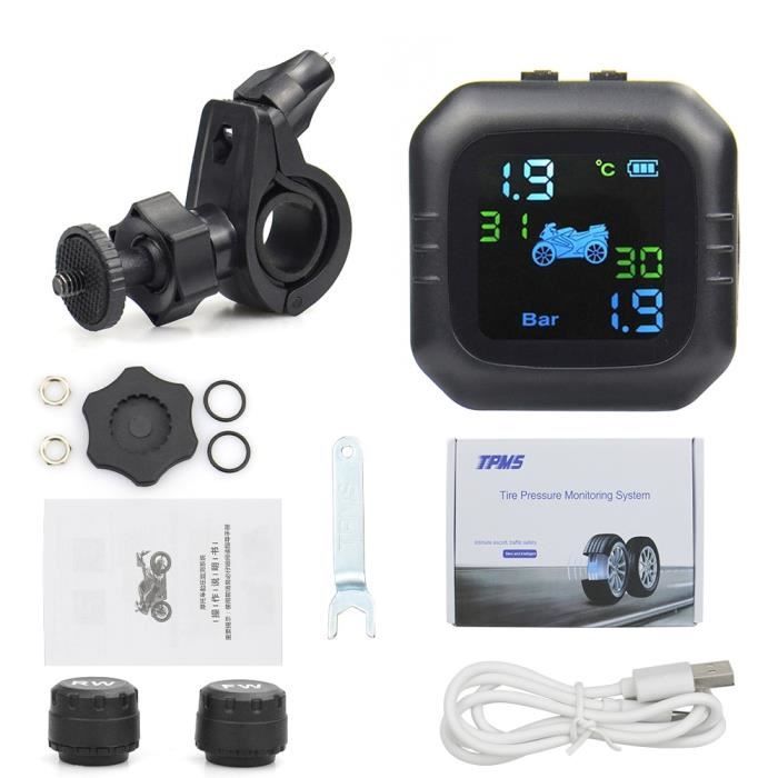 Système TPMS Moto SQIANKUN - Capteurs Externes, Alarme Pression/Température Pneus | Charge Solaire Ou USB