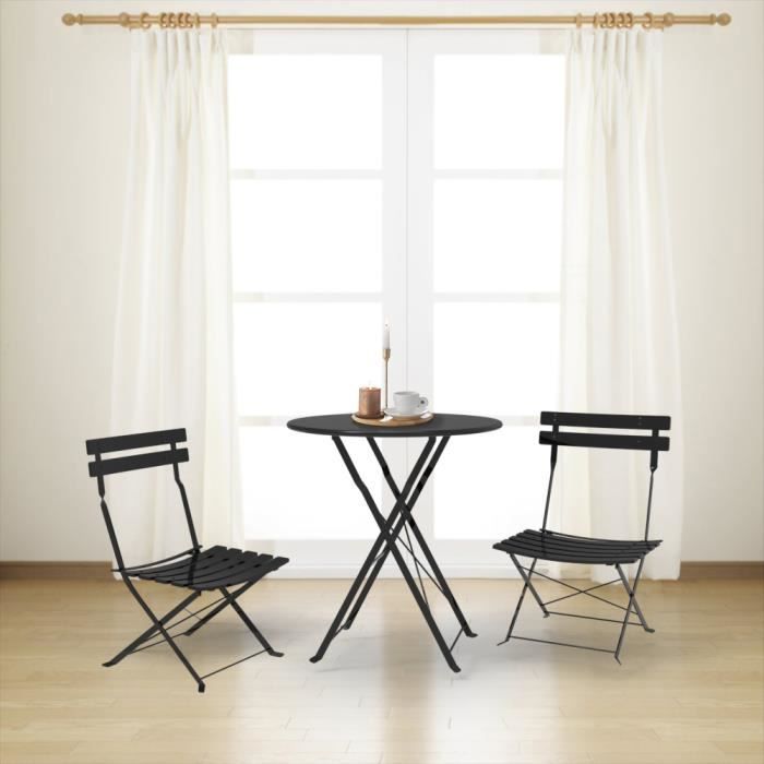 Lot de 2 chaises de jardin en métal noir YYIXING® - Pliantes, contemporaines et confortables - 38*43*77cm
