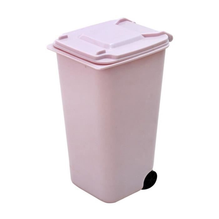 2pcs Petite poubelle Mini poubelle de bureau Poubelle, Mini poubelle en  plastique de table avec couvercle pivotant et sacs poubelles pour bureau,  salle de bain, cuisine (rose, vert)