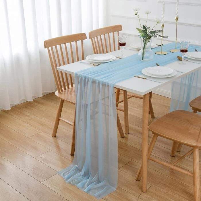 Chemin De Table Mousseline Jaune Citron - 75x300cm - Décoration Table Fête, Mariage - 100% Soie Filée