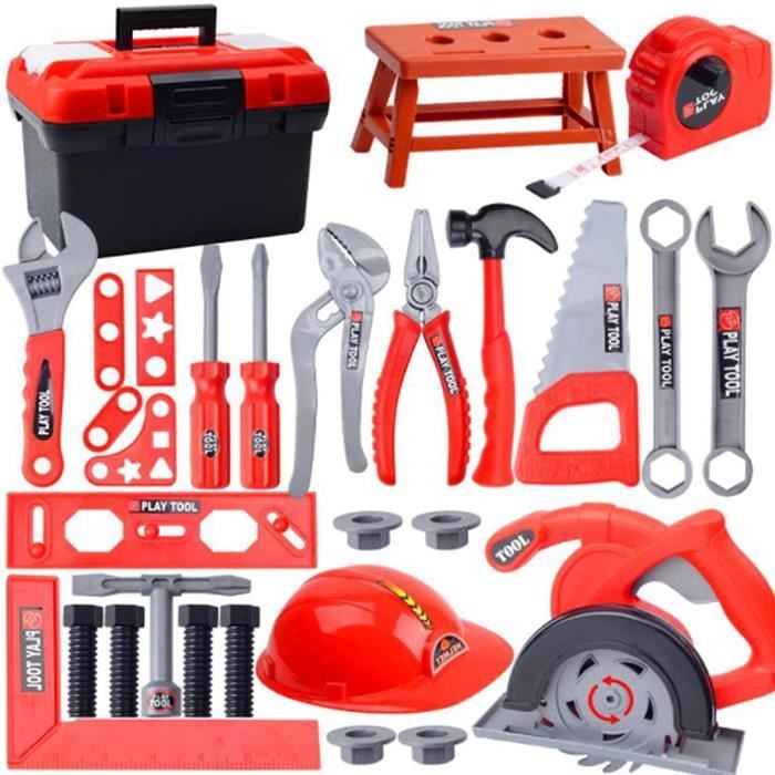 KidBloom Boîte à Outils Enfant 50 Pièces - Visseuse Réaliste, Ceinture Et Outils Pour Garçon Dès 3 Ans