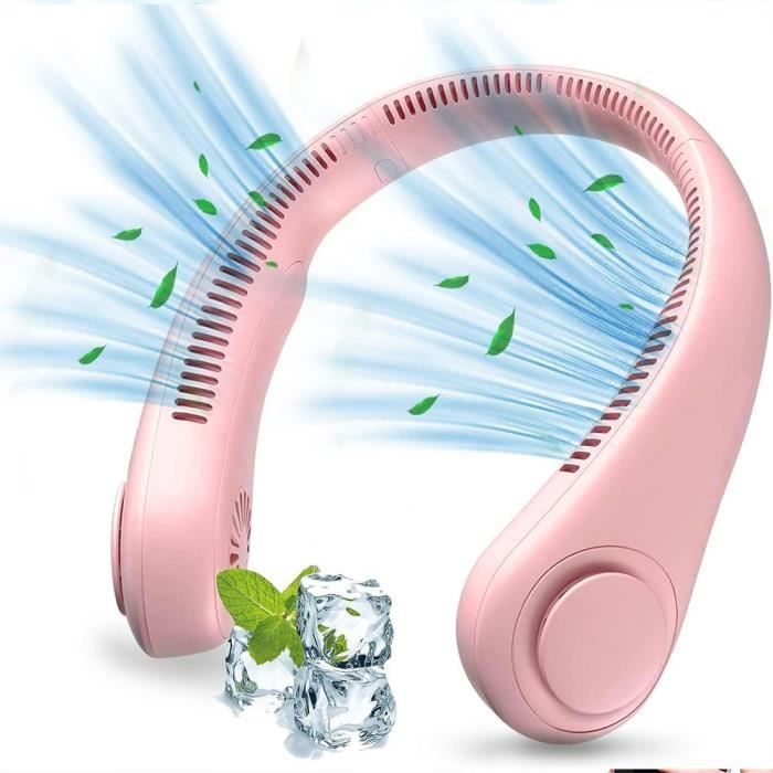Ventilateur de Cou USB 4000 mAh Rechargeable Silencieux - Rose - BOOLING - Portable - Booling