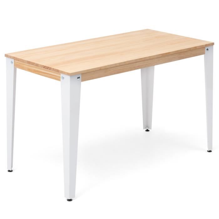 table salle à manger lunds - box furniture - 80x160x75cm - blanc - style scandinave - métal et bois massif