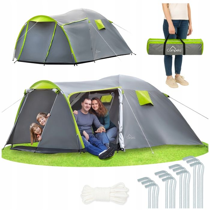 Tente Touristique Campela Tropical 4 Personnes - Étanchéité 3000mm Familiale Compacte