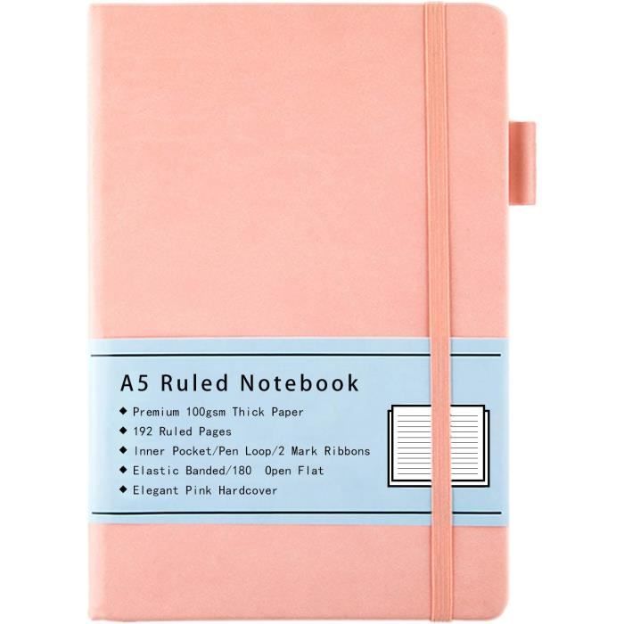 Grand Journal A4 Couverture Rigide – 320 Pages, Papier épais 100 G/m², Noir, Simili Cuir