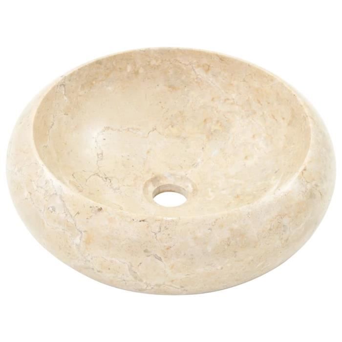 Évier - CUQUE - AB142767 - Marbre Crème - 40 x 12 cm - Rond - 1 bac