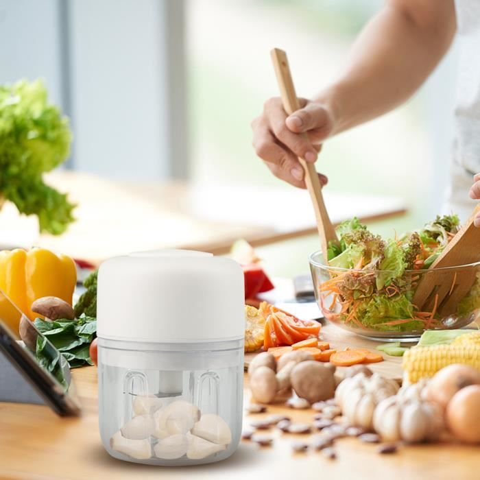 Hachoir à Ail électrique Rechargeable USB - Portable, Sans Fil, 30W, Pour Ail, Gingembre, Noix, Légumes, Viande