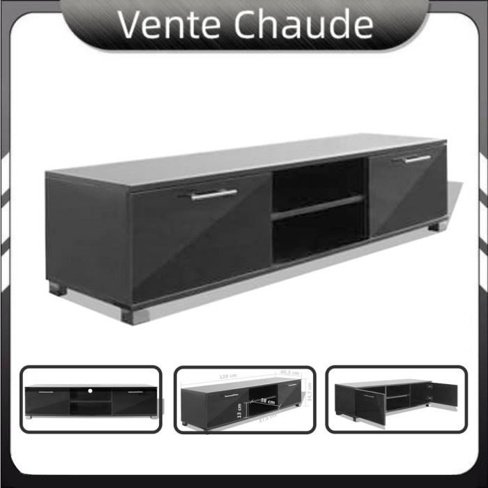 LesSaisons© MEUBLE TV MURAL COMPLET Meuble TV Noir brillant 120 x 40 3 x 34 7 cm