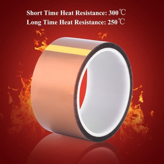 Fdit Ruban adhésif d'isolation thermique 33m*0.06mm 250-300℃ Bande  résistante à la chaleur Bande adhésive résistante à la
