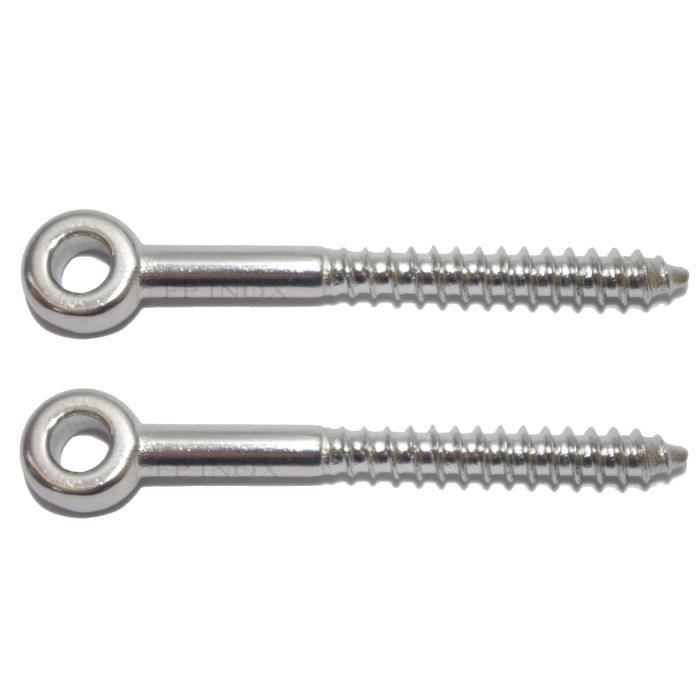 Anneaux à Tige Filetée En Bois (Lot De 2) - Inox 316 A4 - Longueur 80mm - Fabriqué En France