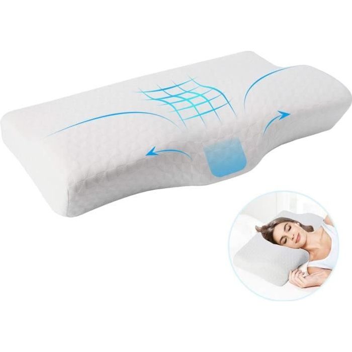 FREOSEN Oreiller Mémoire de Forme, Oreiller Ergonomique Cervicale en Mousse  pour Dormir sur Le Côté, Housse Lavable, 61x35 cm - Cdiscount Maison