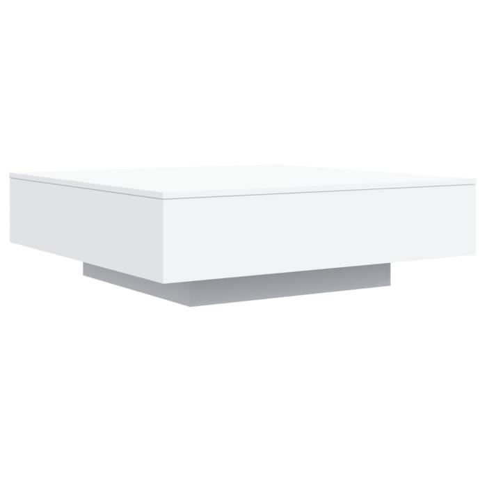 Table basse - GAROSA - 100x100 cm - Bois dingénierie - Blanc - Design contemporain