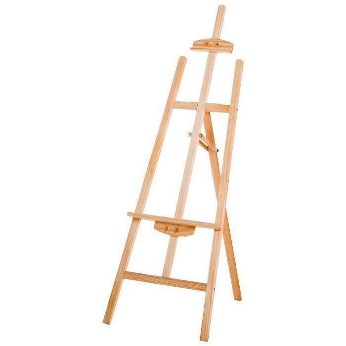 51,5L x 71,5l x 134,5H cm inclinaison réglable 90° max bois de pin coloris noyer foncé Chevalet d/'artiste sur pieds pliable dim