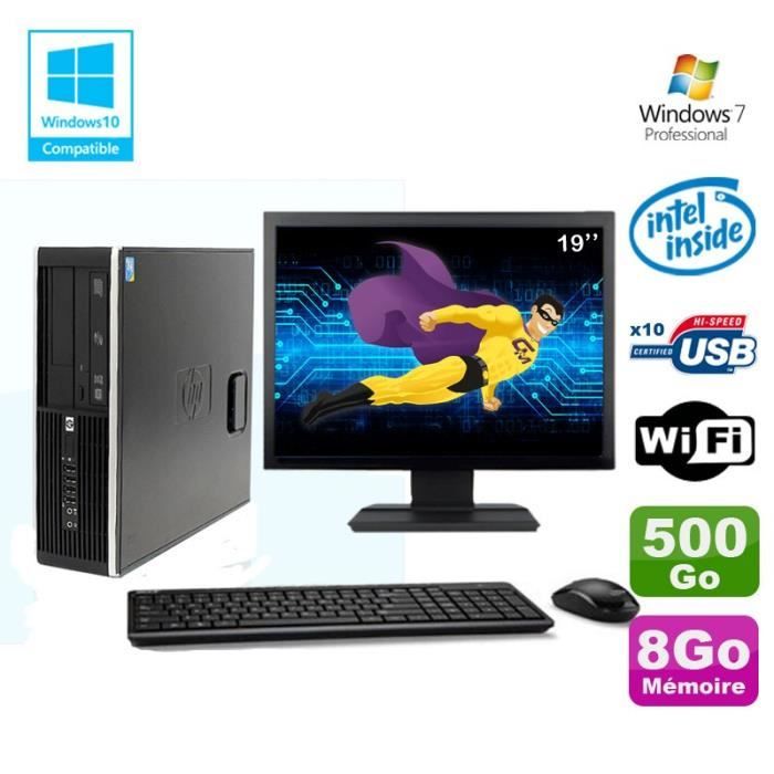 Lot PC HP Elite 8100 SFF G6950 28 GHz 8Go 500Go Wifi Graveur W7 Pro Ecran 19