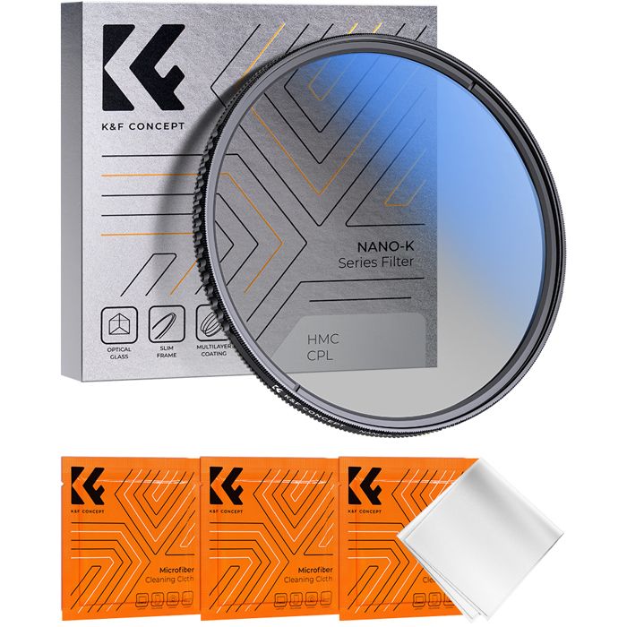 K&F CONCEPT Filtre Polarisant CPL 67mm Slim avec Revêtement et 3 Chiffons de Nettoyage pour Objectif Appareil Photo