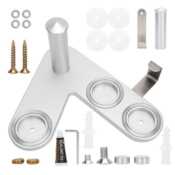 SIGANDG Support Mural Sèche-Cheveux Sans Perçage – Fixation Adhésive Robuste, Gain De Place Salle De Bain, Compatible La Plupart Des Modèles, Noir