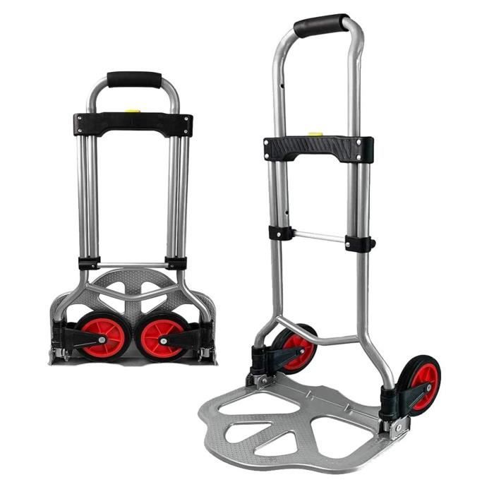 Chariot De Transport Pliable SogesHome - Aluminium - 70kg Capacity - 4 Roues Caoutchouc