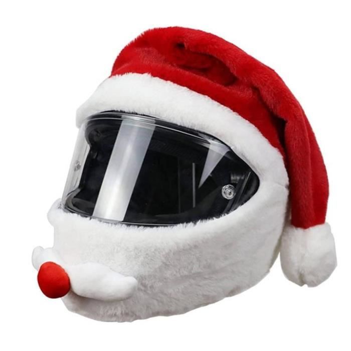 Housse De Casque Moto Housse En Tissu Pour Casque De Moto, Housse En Peluche, Motif Couvre Casque Moto Pere Noel