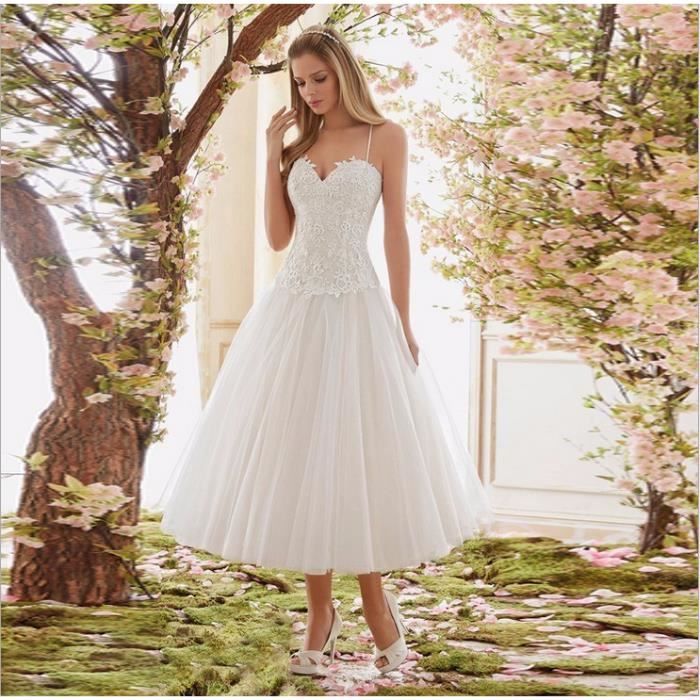 robe blanche dentelle courte mariage