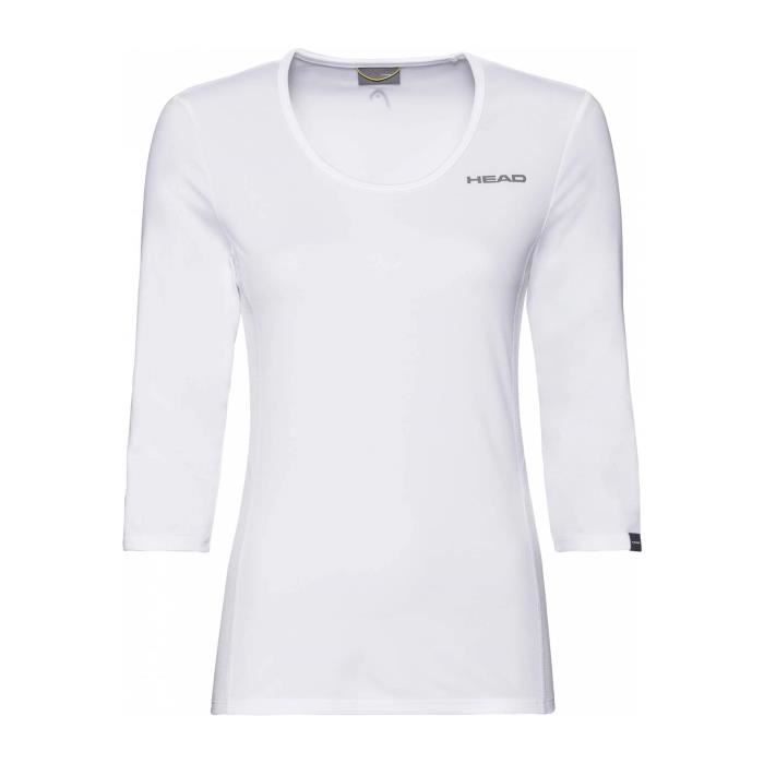 chemise de tennis pour femmes head club tech 3/4 (blanc) - xs