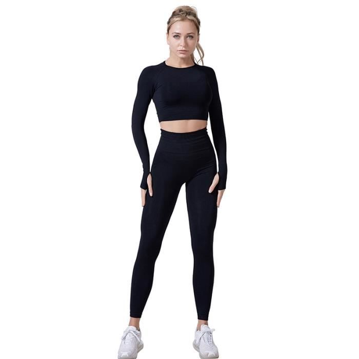 3 couleurs gym Survêtement 2 pièces à capuche yoga manches longues avec fermeture éclair pour femme tenue de sport entraînement sportif pantalon de jogging