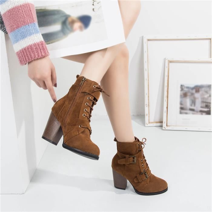 Bottines plates à lacets cuir daim marron | JULES \u0026 JENN