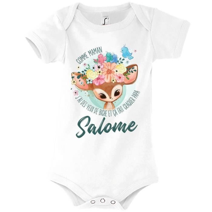 Salome Body Bebe Prenom Fille Comme Maman Yeux De Biche Vetement Bebe Adorable Pour Nouv 6 12 Mois Blanc Cdiscount Pret A Porter