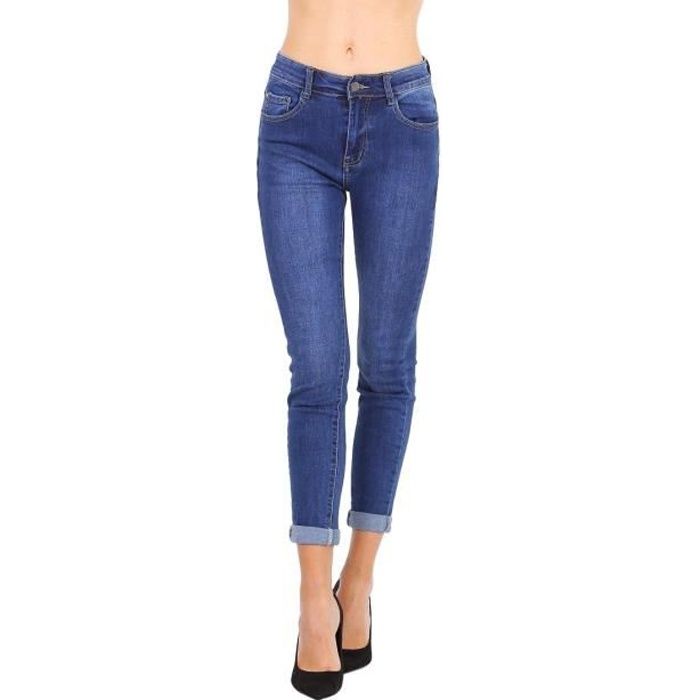 Mesdames Taille Haute Strass Poche Détail Coupe Slim Femme Skinny Denim Jeans 