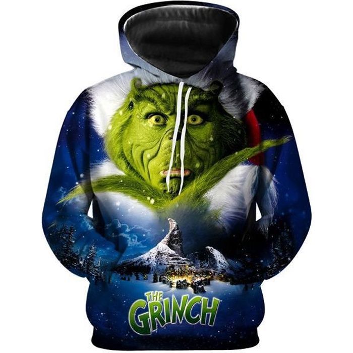 Pull De Noël Grinch Sweats À Capuche Homme Pulls Classique