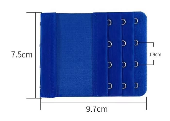 Agrafe attache 38 mm rallonge extension de soutien gorge 3 rangés 2 crochets largeur 38 mm hauteur 55 mm couleur gris clair