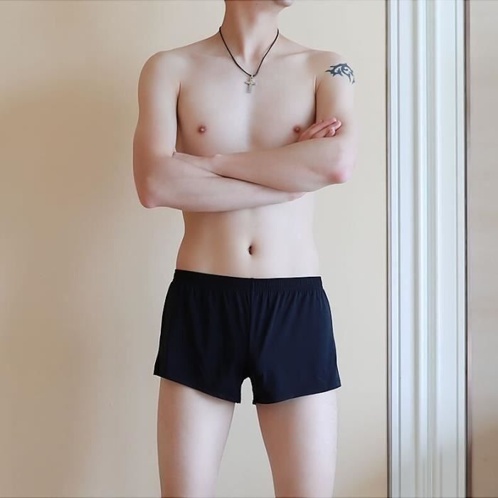 Sous v tement Boxer en soie glac e pour homme pantalon ample et
