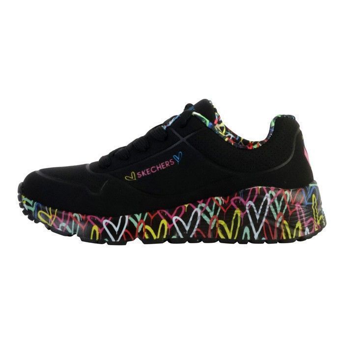 Skechers Skechers Uno Lite Lovely Luv — Baskets femme/enfant noir multicolore synthétique lacets