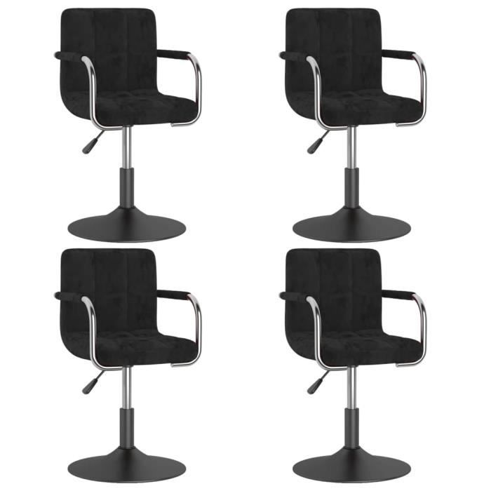 4312&NEUF Chaises pivotantes de salle à manger 4 pcs Noir Velours - 48x47x(71-85 5) cm