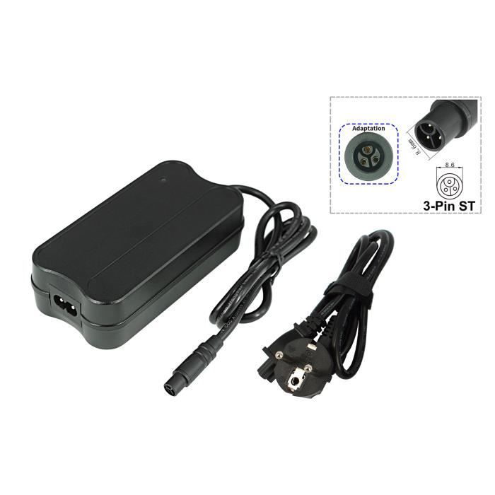 Chargeur 2A pour batterie 36V pour vélo électrique e-bike pedelec, 3 broches ST