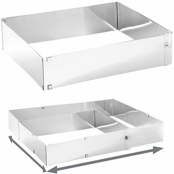 Extensible Professionnel Cadre à Pâtisserie Réglable En Inox - Moule Rectangle Ajustable Pour Gâteaux Et Mousses Moule Rectangle Réglable