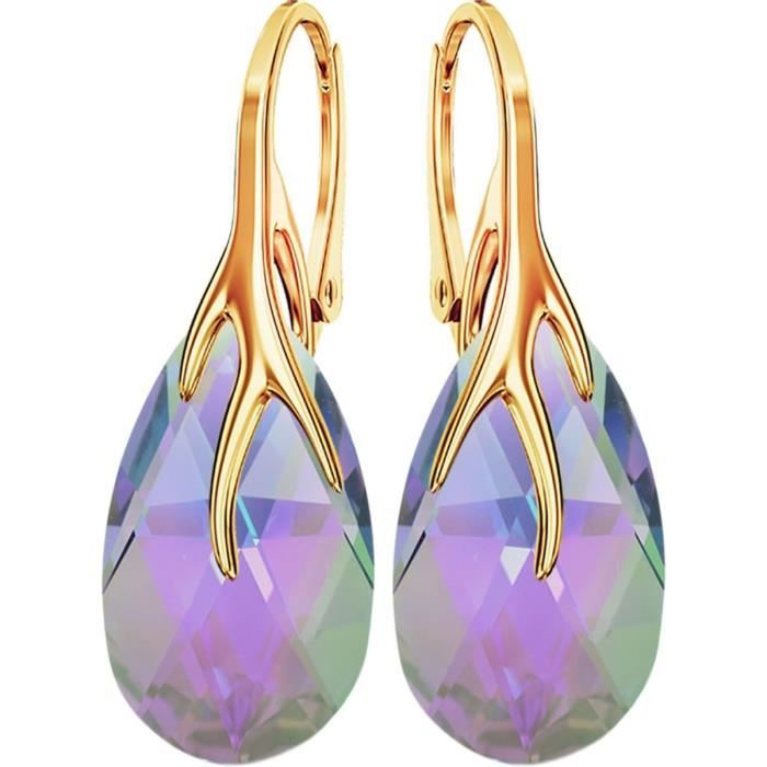 Boucles D'Oreilles Pendantes – Or Rose & Argent Sterling 925 – Forme Poire Goutte Filigrane – Silverspeck