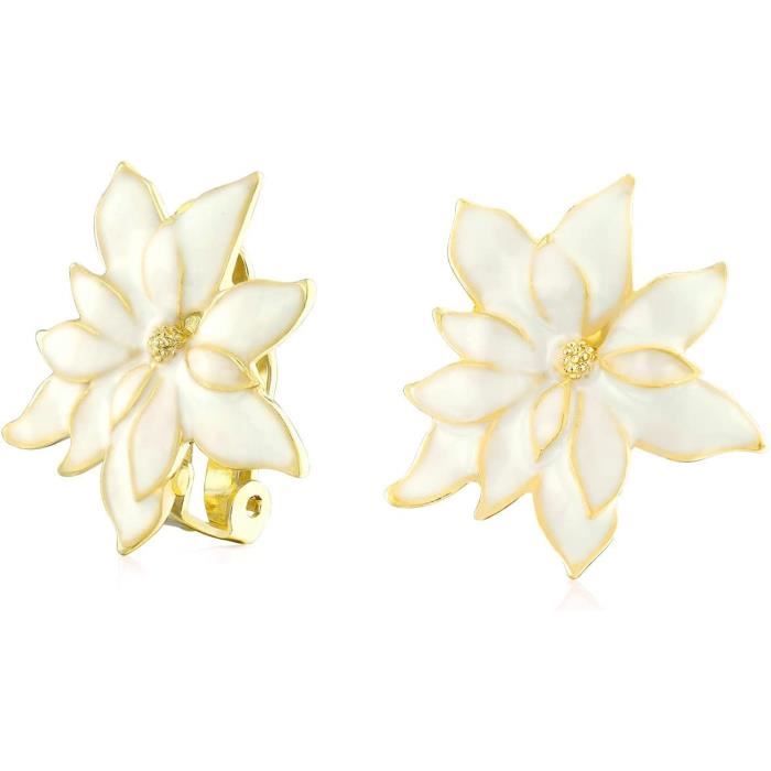 Boucles D'oreilles Clips Vintage – Fleur En émail Cloisonné Multicolore – Modèle 2735 – Occasion