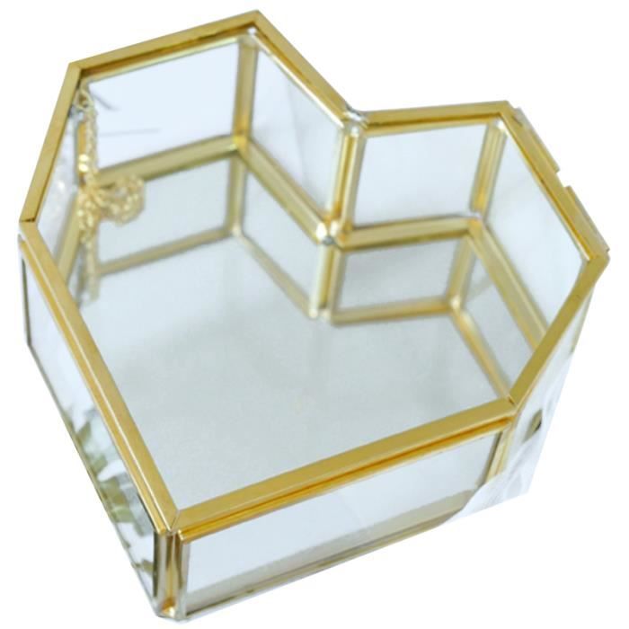 Boîte à Bijoux en Verre,Boîte à Bijoux Géométrique Doré,Boîte de