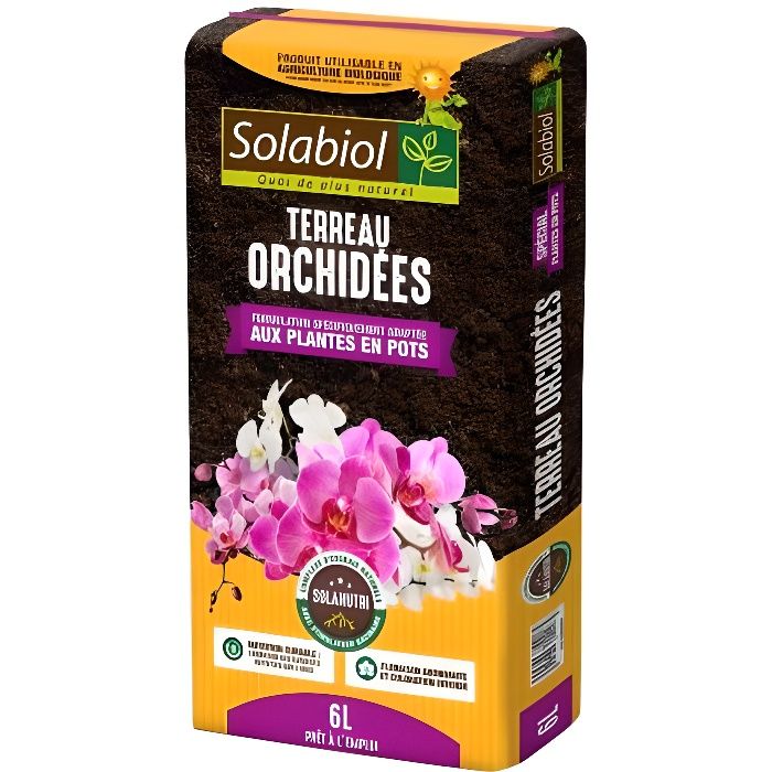 Terreau Orchidées - SOLABIOL - TERORC6 - Structure légère et aérée - Jusqu'à 5 mois de nutrition