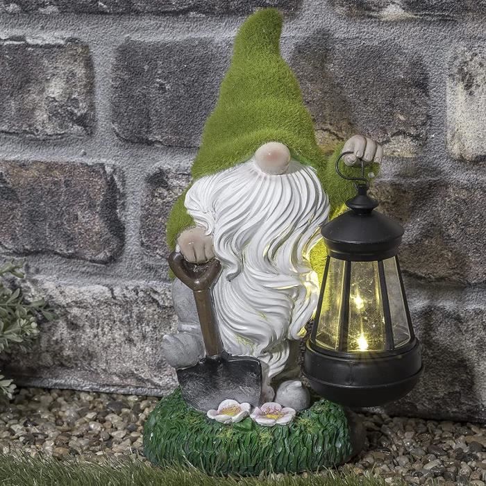 Lanterne Solaire PartyLite Nain De Jardin Fille Sur Champignon, Céramique Blanche