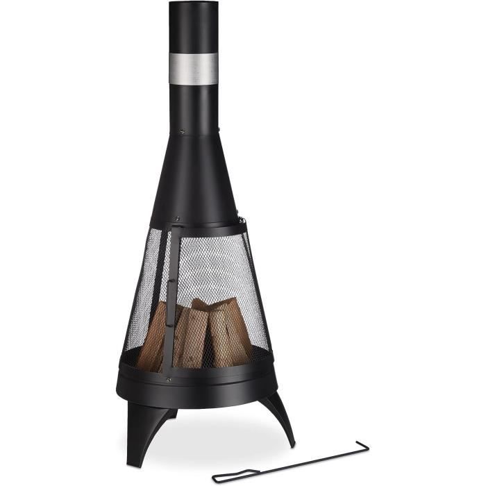 Brasero De Jardin Avec Couvercle - Diamètre 51cm, Pieds Pliables - Inclut Grille BBQ, Pare-étincelles, Tisonnier