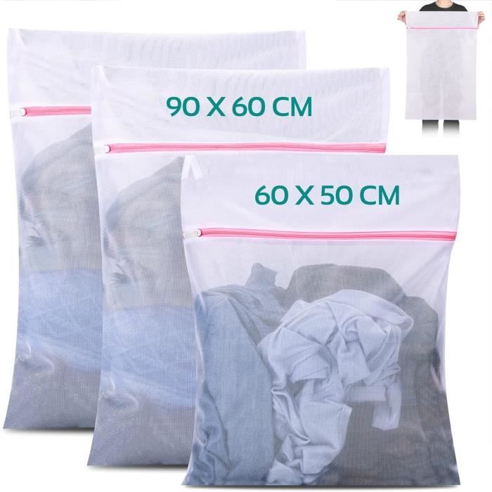 Lot De 2 Filets à Linge Machine à Laver - 60x80 Cm - Fermeture éclair Cachée - Pour Rideaux, Tapis, Manteaux