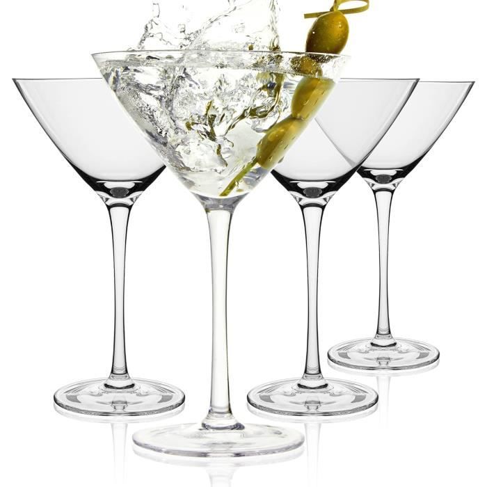 WOTOR Set De 4 Verres à Martini Sans Pied 230 Ml - Verres à Cocktail Élégants Et Modernes