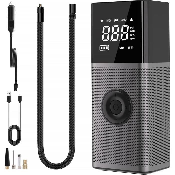 Compresseur Air Portable Sans Fil 150 PSI - Pompe à Pneus Voiture, Vélo, 4000mAh, écran Tactile, Fonction SOS, USB-C