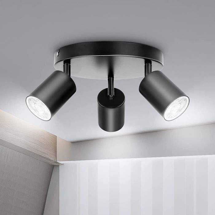 Plafonnier Spot LED Orientable 3xGU10 - Aluminium Noir 35 Cm - IP20 - Pour Salon, Cuisine, Chambre - 7